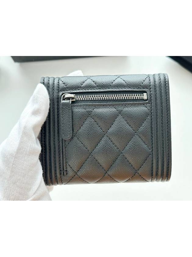 Boy Vintage Silver Medium Wallet Half Wallet Quilted Flap Caviar Coin Purse A80734 - CHANEL - BALAAN 6