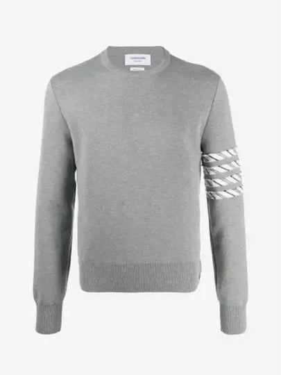 Diagonal Silk Stripe Crew Neck Knit Top Grey - THOM BROWNE - BALAAN 2