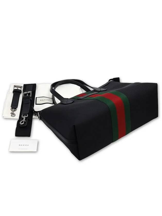 Stripe Canvas Tote Bag Black - GUCCI - BALAAN 7