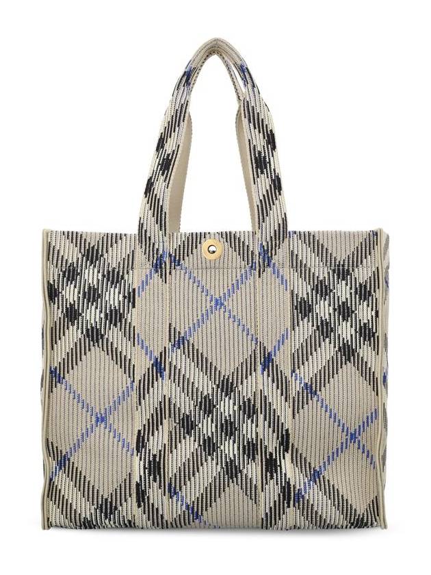 Check Knit Medium Tote Bag Lichen - BURBERRY - BALAAN 3