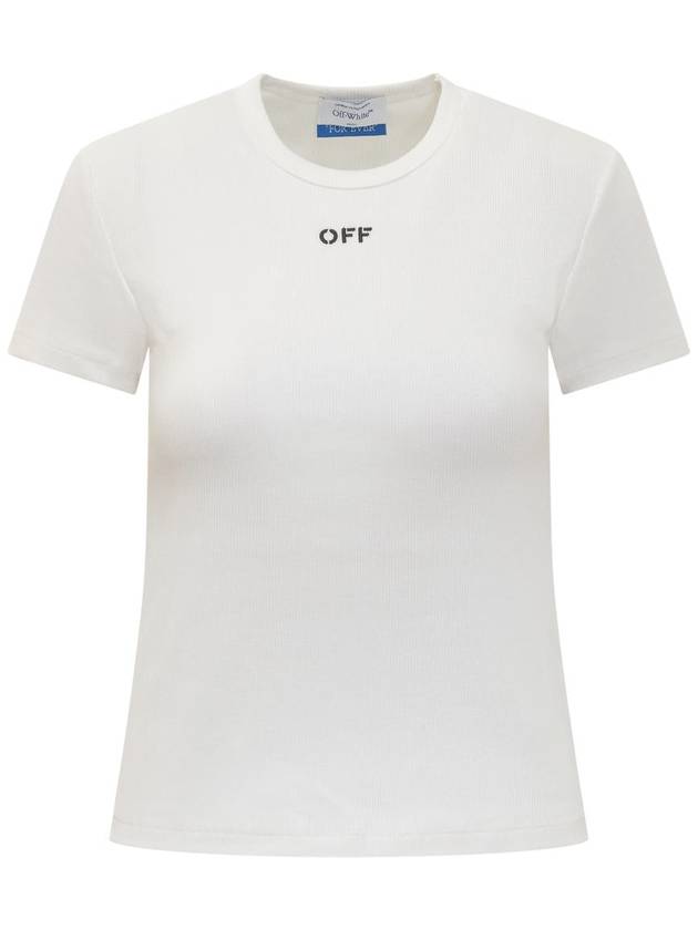 White Black Cotton Blend T-Shirt OWAA065C99JER0050110 B0561000566 - OFF WHITE - BALAAN 2