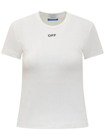 White Black Cotton Blend T-Shirt OWAA065C99JER0050110 B0561000566 - OFF WHITE - BALAAN 2