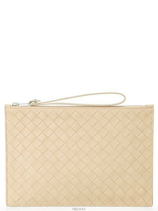 Intrecciato Strap Large Clutch Bag Porridge - BOTTEGA VENETA - BALAAN 2