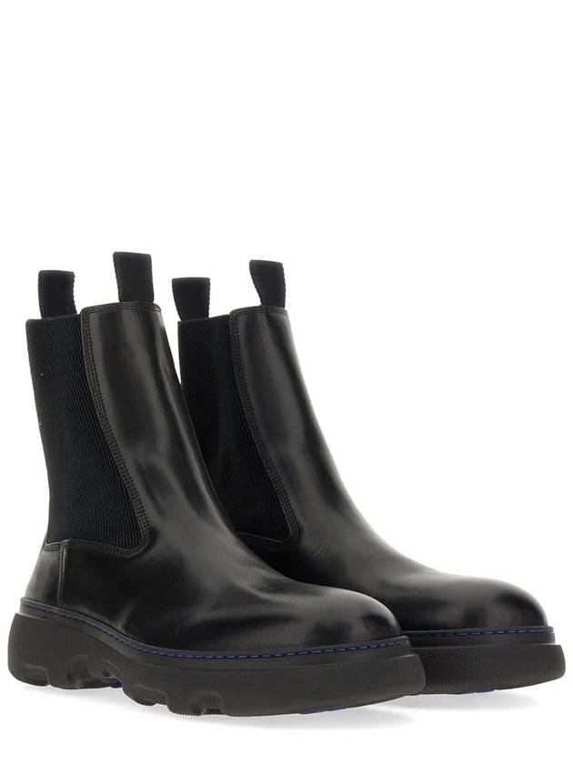 Leather Chelsea Boots Black - BURBERRY - BALAAN 3