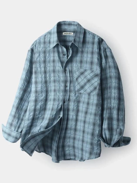 Breed Wrinkle Check Shirt Blue - INDUST - BALAAN 2