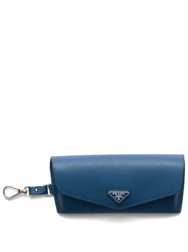 Saffiano Leather Glasses Case Blue - PRADA - BALAAN 1