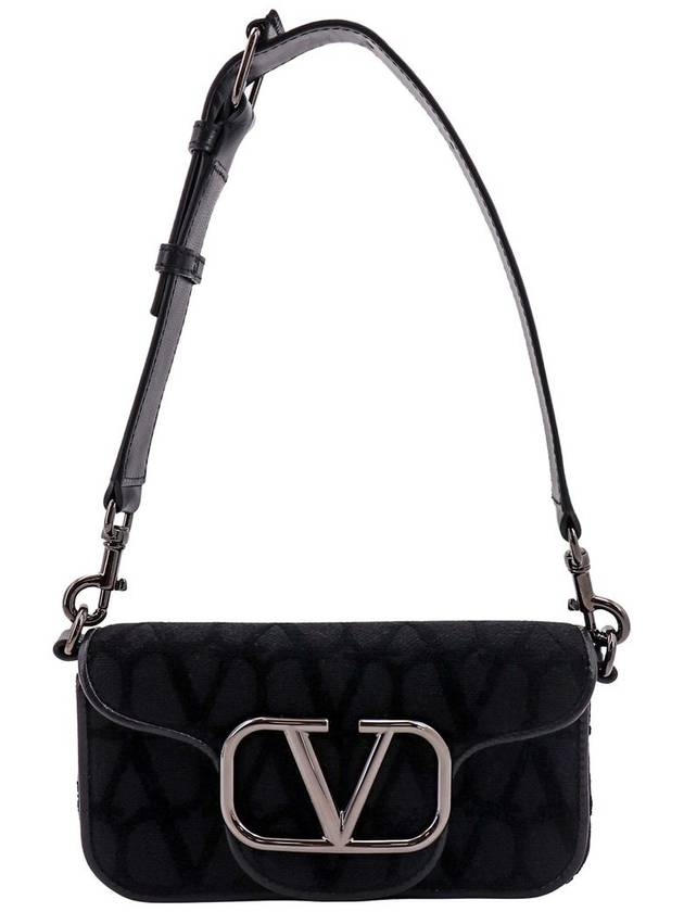 V Logo Toile Iconographe Shoulder Bag Black - VALENTINO - BALAAN 2