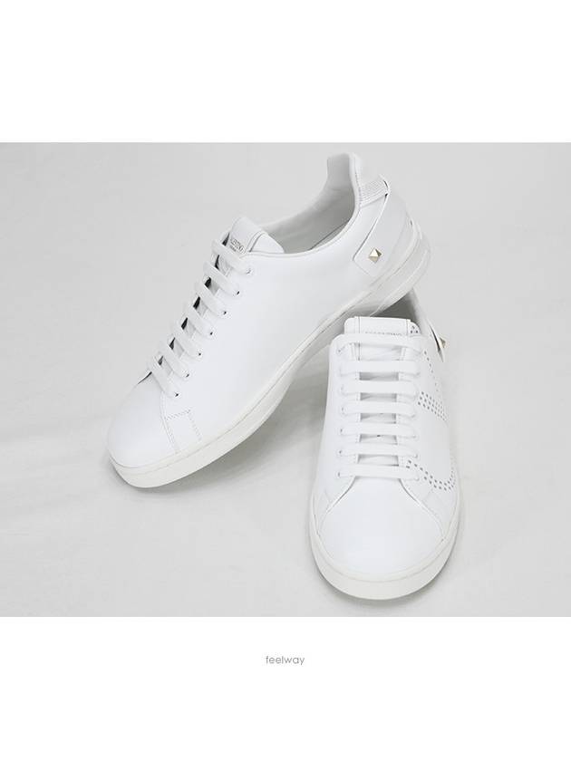 Men's Leather V Logo Backnet Low Top Sneakers White - VALENTINO - BALAAN 3