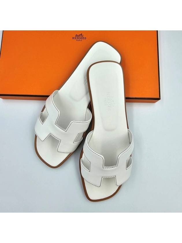 Oran Calfskin Slippers Blanc - HERMES - BALAAN 2