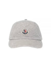 Fleece Logo Patch Cotton Baseball Ball Cap Grey - MONCLER - BALAAN 2