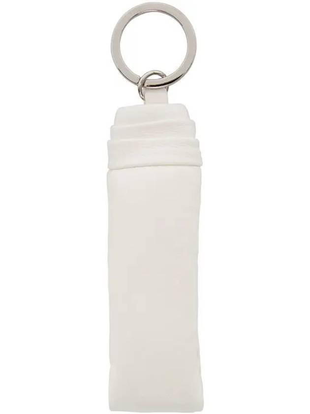 Padded Lambskin Leather Strap Logo Ingrave Keychain Keyring White - LEMAIRE - BALAAN 2