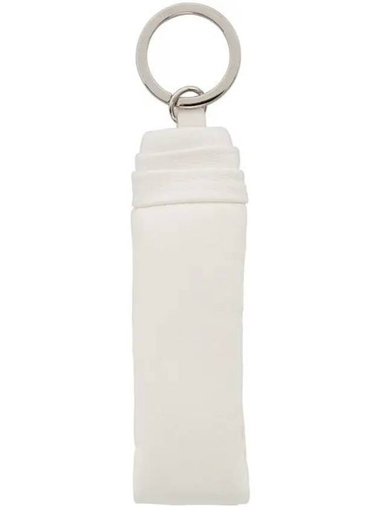 Padded Lambskin Leather Strap Logo Ingrave Keychain Keyring White - LEMAIRE - BALAAN 2