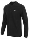 Club Long Sleeve Henry M Black White FZ6631 010 - NIKE - BALAAN 3