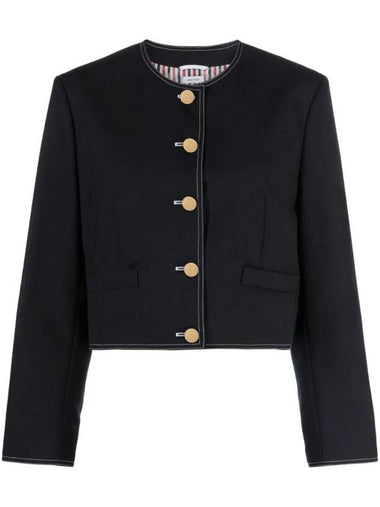 RWB detail wool crop jacket FBC893A00473 - THOM BROWNE - BALAAN 1