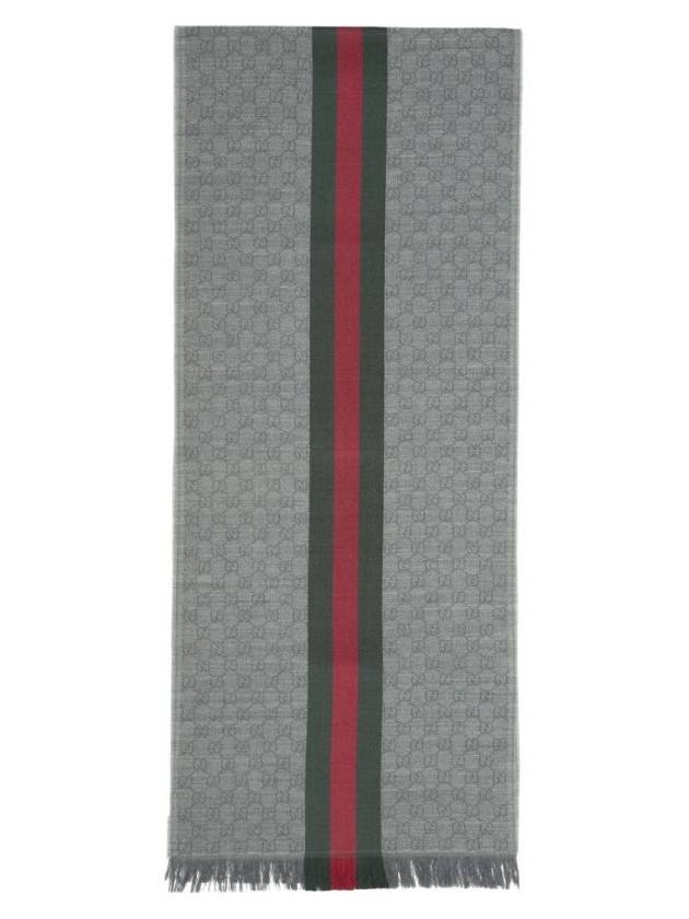 Web GG Two-Tone Muffler Grey - GUCCI - BALAAN 9