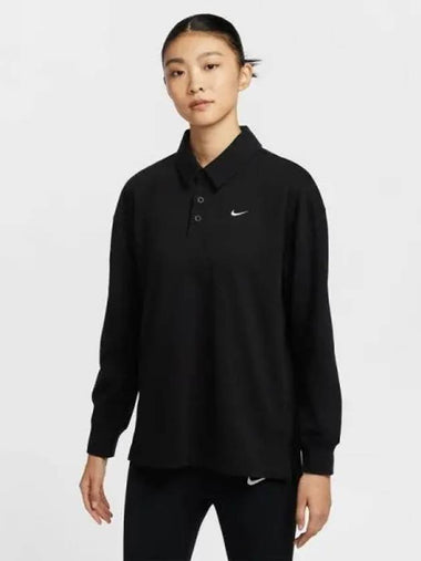 Women s Sportswear Essential Oversized Long Sleeve Polo 010 - NIKE - BALAAN 1