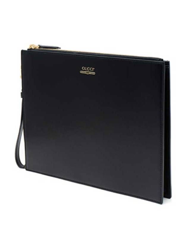 Logo Leather Clutch Bag Black - GUCCI - BALAAN 3