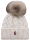 Women s Grenoble Logo Pom Wool Cashmere Beanie 3B00011 A0069 002 24F - MONCLER - BALAAN 1