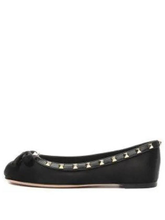 Rockstud Patent Leather Ballerina Black - VALENTINO - BALAAN 1