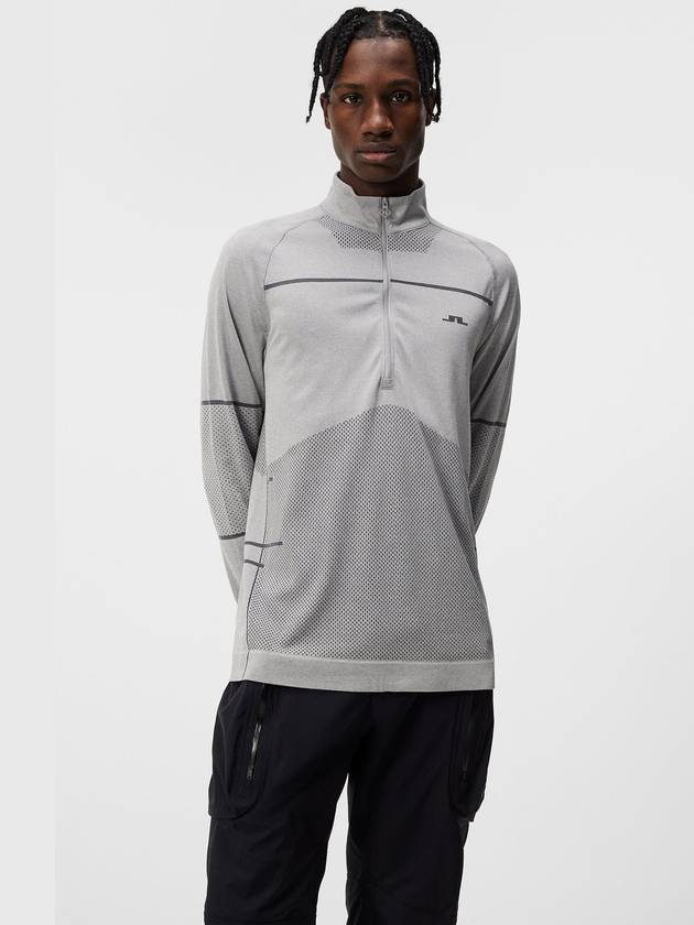 Jimmy Seamless Mid Layer Half Zip Sweater Light Grey Melange - J.LINDEBERG - BALAAN 4