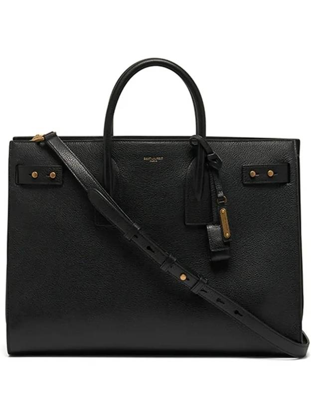 Sac De Jour Thin Large Grain Leather Tote Bag Black - SAINT LAURENT - BALAAN 5