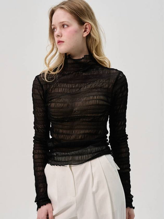 Cien Shirring Seethrough Turtlenect Top_BLACK - SORRY TOO MUCH LOVE - BALAAN 1