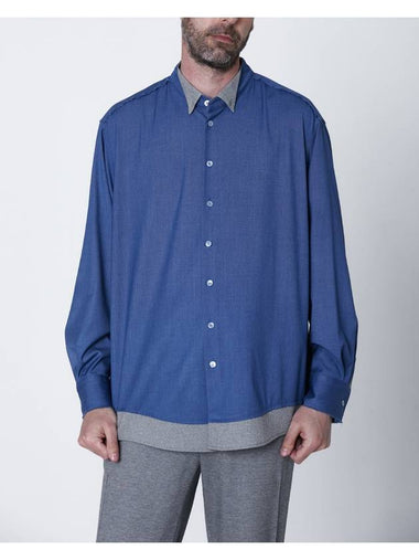 Men's Wing Collared Shirt Grey Blue - WHYSOCEREALZ - BALAAN 1