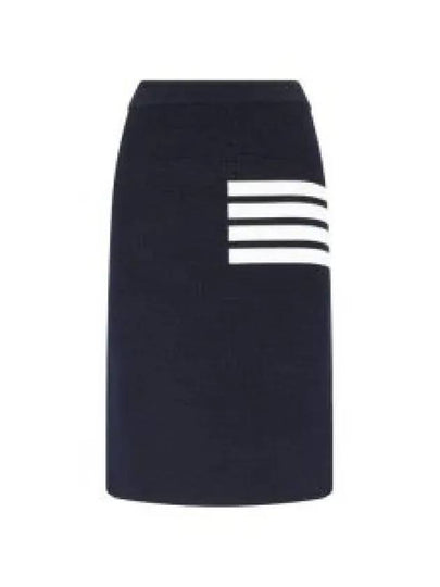 Women's Fine Merino Wool 4 Bar Stitch Pencil Skirt Navy - THOM BROWNE - BALAAN 2