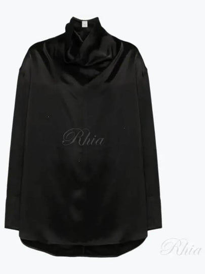 Funnel Neck Satin Blouse Black - TOTEME - BALAAN 2