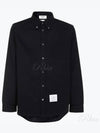 Men's Button Down Wool Milano Long Sleeve Shirt Navy - THOM BROWNE - BALAAN 2