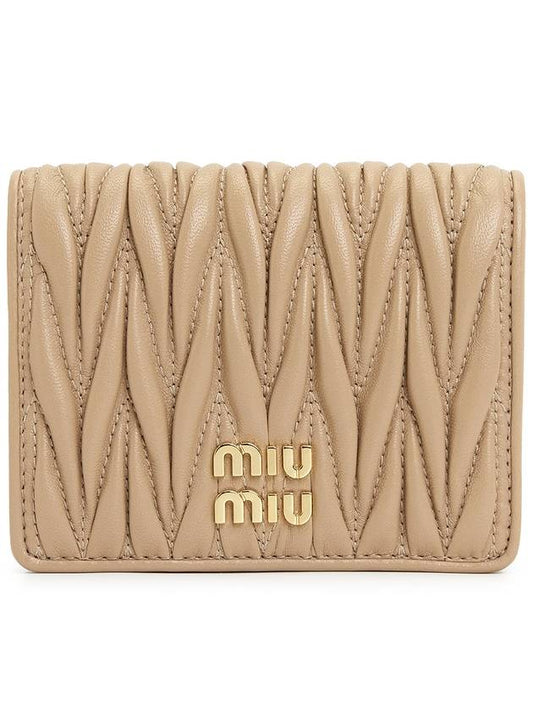 Matelasse Leather Half Wallet Beige - MIU MIU - BALAAN 2