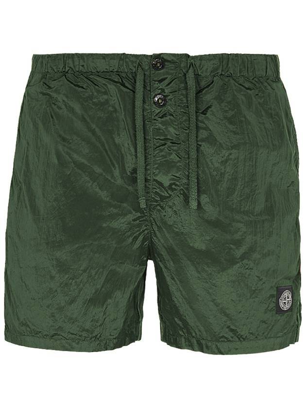 Logo Patch Swim Shorts Khaki - STONE ISLAND - BALAAN.