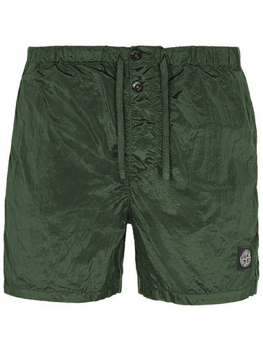 Logo Patch Nylon Swimming Shorts Khaki - STONE ISLAND - BALAAN 1