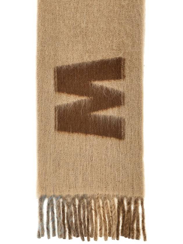 Logo Wool Mohair Blend Fringe Muffler Brown - MARNI - BALAAN 3