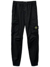 Stretch Cotton Tela Paracadute Cargo Straight Pants Black - STONE ISLAND - BALAAN 2