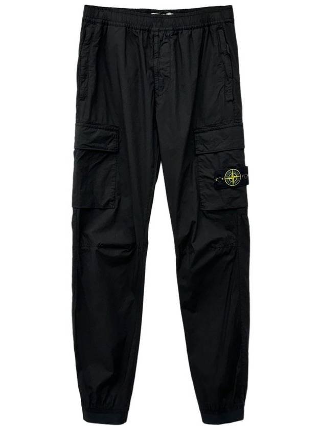 Stretch Cotton Tela Paracadute Cargo Straight Pants Black - STONE ISLAND - BALAAN 2