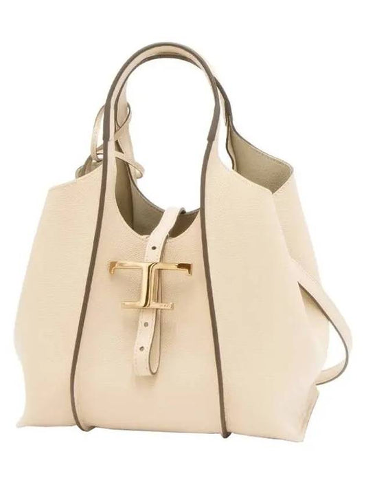T Timeless Leather Shopping Mini Tote Bag Beige - TOD'S - BALAAN 2