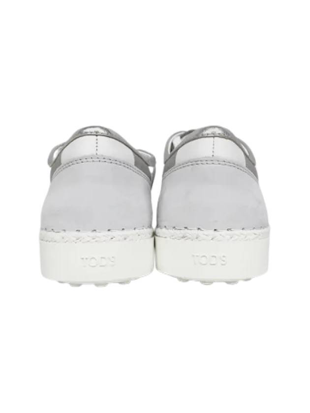 Striped Leather Low Top Sneakers White Silver - TOD'S - BALAAN 4