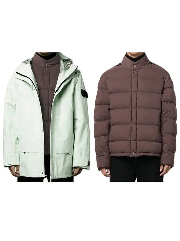 Men's Cocoon Logo Patch Parka Light Green - STONE ISLAND - BALAAN 2