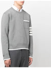 Milano Stitch 4-Bar Boxy Crew Neck Pullover Knit Top Grey - THOM BROWNE - BALAAN 4