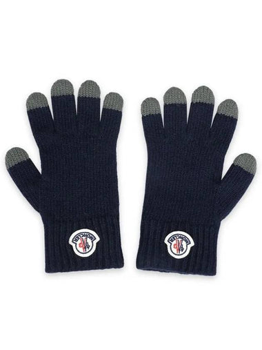 Kids logo patch knit gloves navy 3A00001 M1115 P78 - MONCLER - BALAAN 1