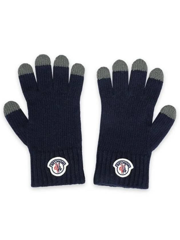 Kids logo patch knit gloves navy 3A00001 M1115 P78 - MONCLER - BALAAN 2