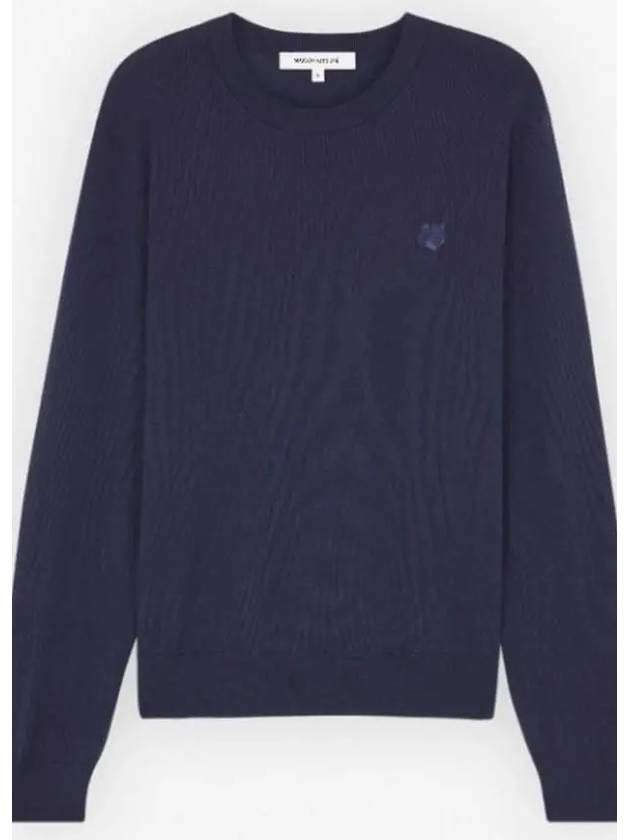 Bold Fox Head Wool Knit Top Ink Blue - MAISON KITSUNE - BALAAN 3