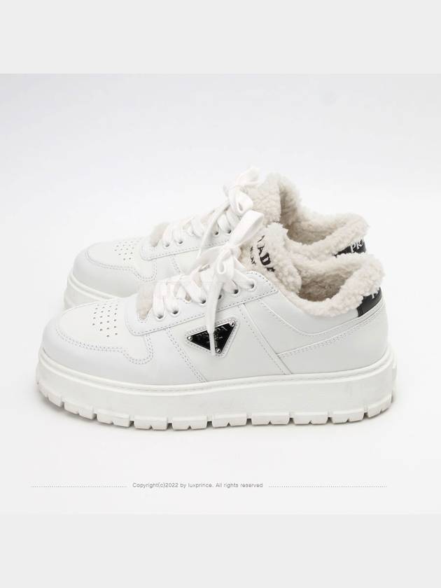 Lace shearling trim sneakers 1E947M 1241hva - PRADA - BALAAN 4