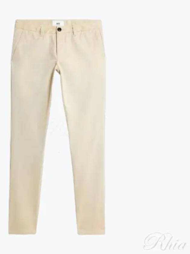 Mid-Rise Cotton Straight Pants Beige - AMI - BALAAN 2