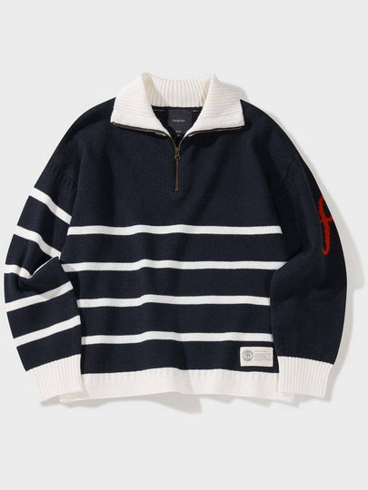 Venezia Wool Zip-up Knit Top Navy - FFEFF STUDIO - BALAAN 2