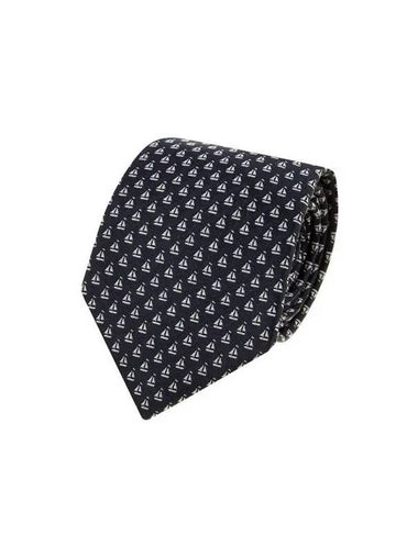 Men s Mini Boat Pattern Silk Tie Dark Blue - GIORGIO ARMANI - BALAAN 1