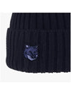 Wool Fox Head Beanie Navy Blue - MAISON KITSUNE - BALAAN 6