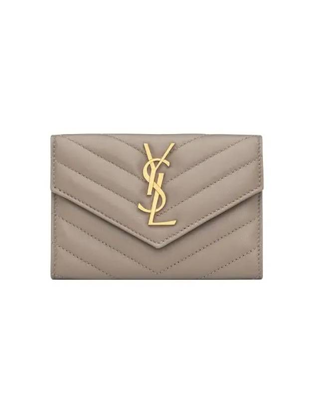 Cassandre Matelasse Small Lambskin Card Wallet Grey - SAINT LAURENT - BALAAN 2