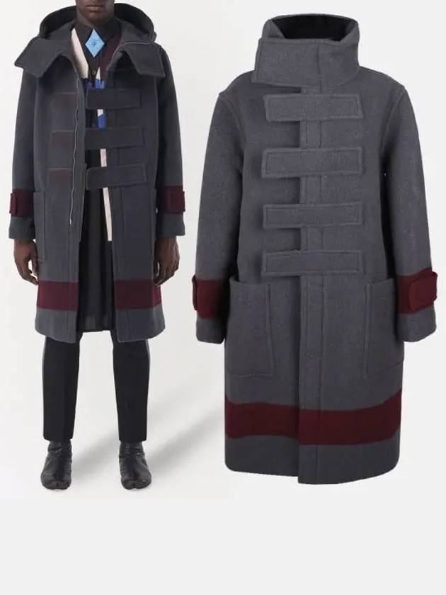 Men's Burgundy Lined Wool Duffel Coat Gray - BURBERRY - BALAAN 2